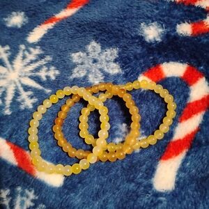 Handmade three piece pretty cute colorful bright yellow bracelet set